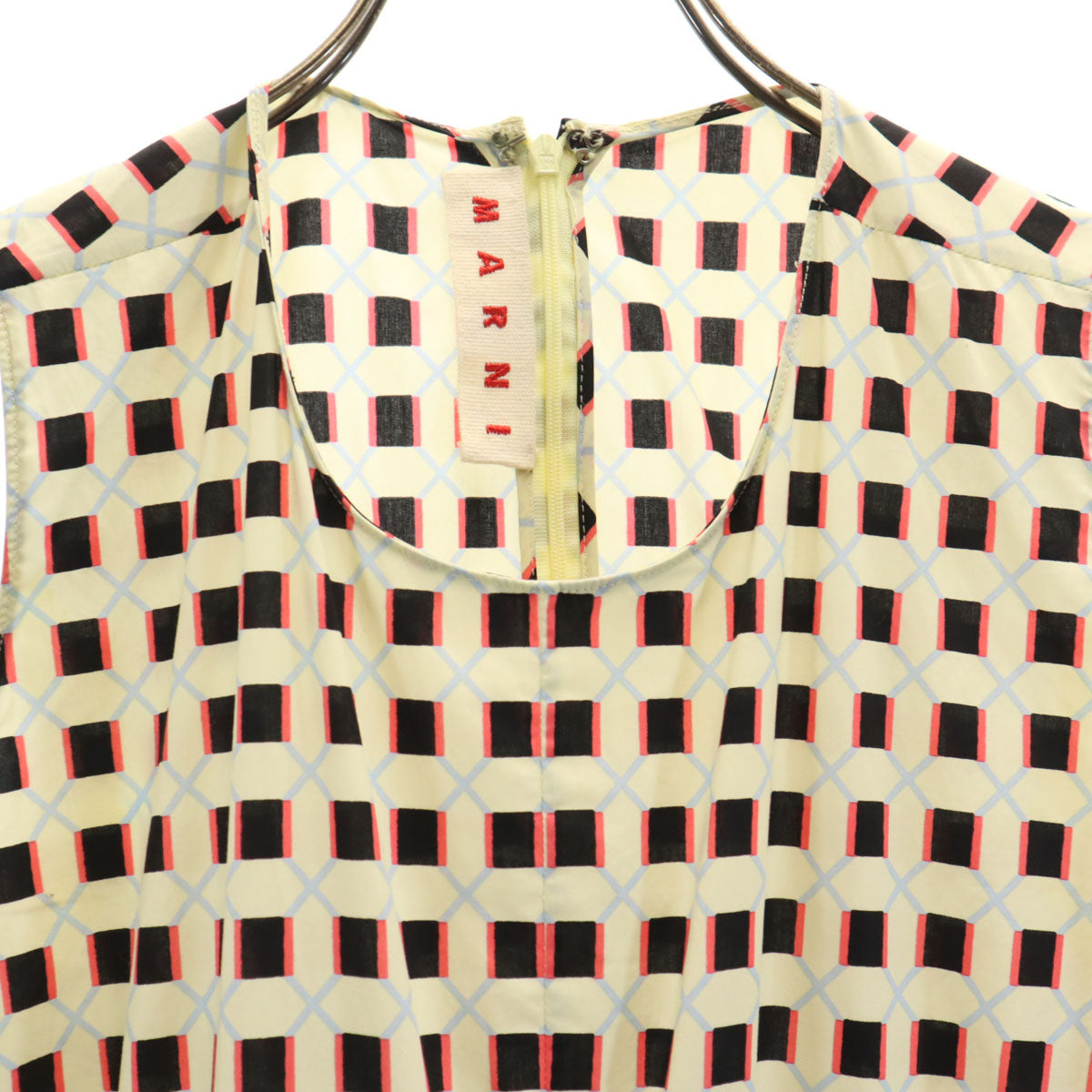 MARNI マルニ イタリア製 総柄 ノースリーブ ワンピース 38 ライトイエロー レディース