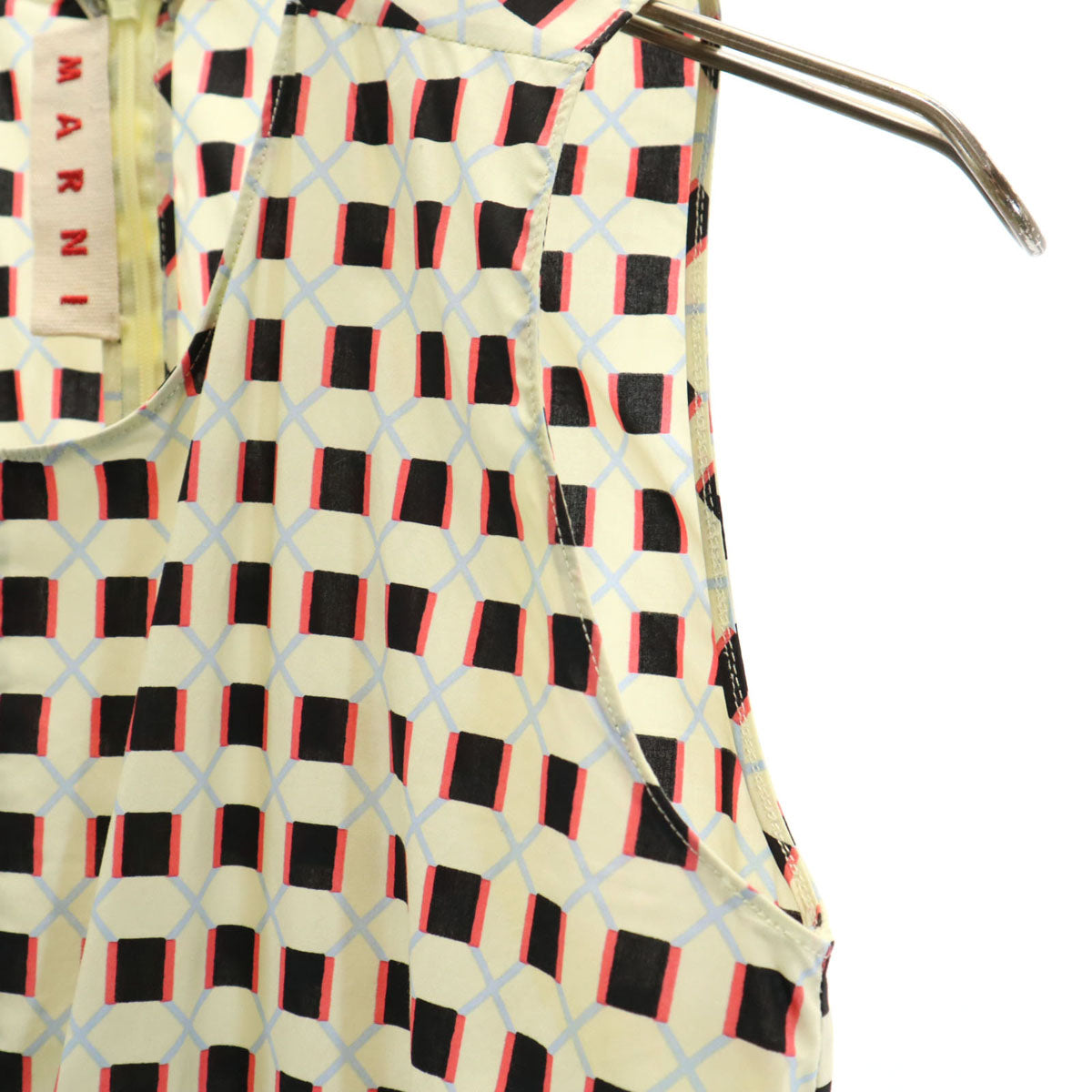 MARNI マルニ イタリア製 総柄 ノースリーブ ワンピース 38 ライトイエロー レディース