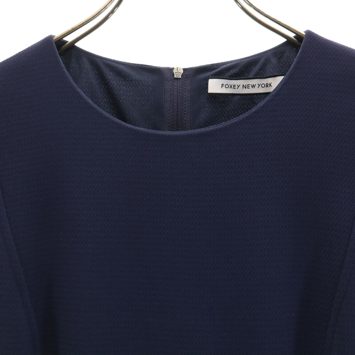 FOXEY NEW YORK フォクシーニューヨーク 日本製 半袖 フレンチスリーブ ワンピース 40 ネイビー レディース