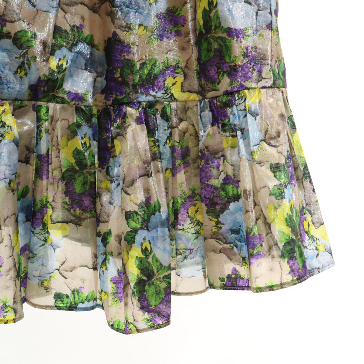 MSGM エムエスジーエム イタリア製 花柄 ノースリーブ ミニワンピース 42 ベージュブラウン レディース