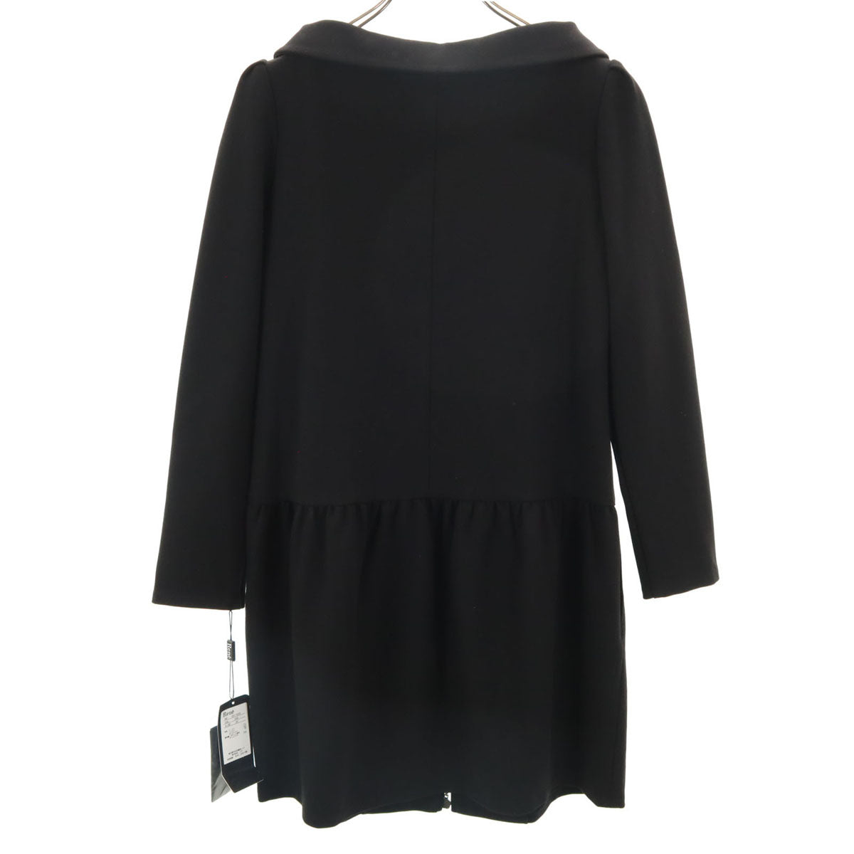 未使用 Rene basic ルネベーシック 日本製 長袖 膝丈ワンピース 36 ブラック レディース
