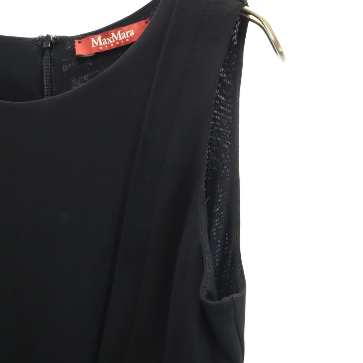 MAX MARA マックスマーラ レオパード切替 ノースリーブ ワンピース M 黒系 レディース