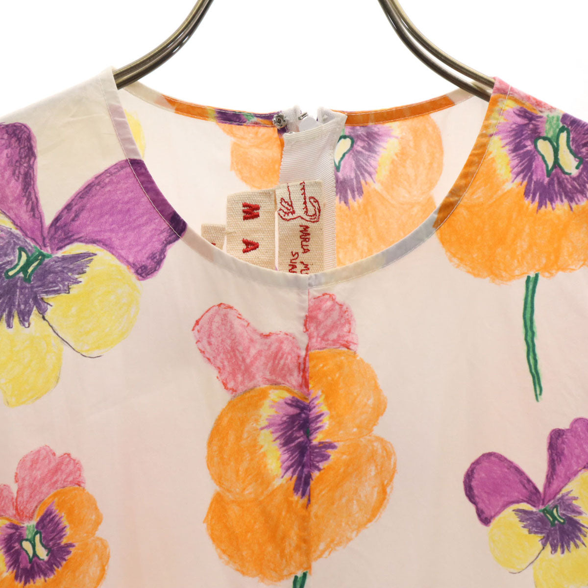 MARNI マルニ イタリア製 花柄 ノースリーブ ワンピース 38 ホワイト レディース