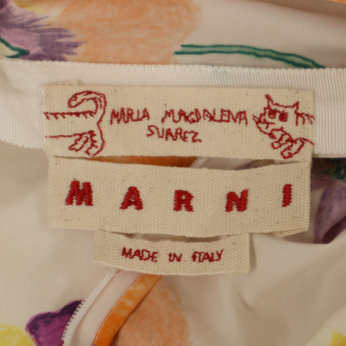 MARNI マルニ イタリア製 花柄 ノースリーブ ワンピース 38 ホワイト レディース