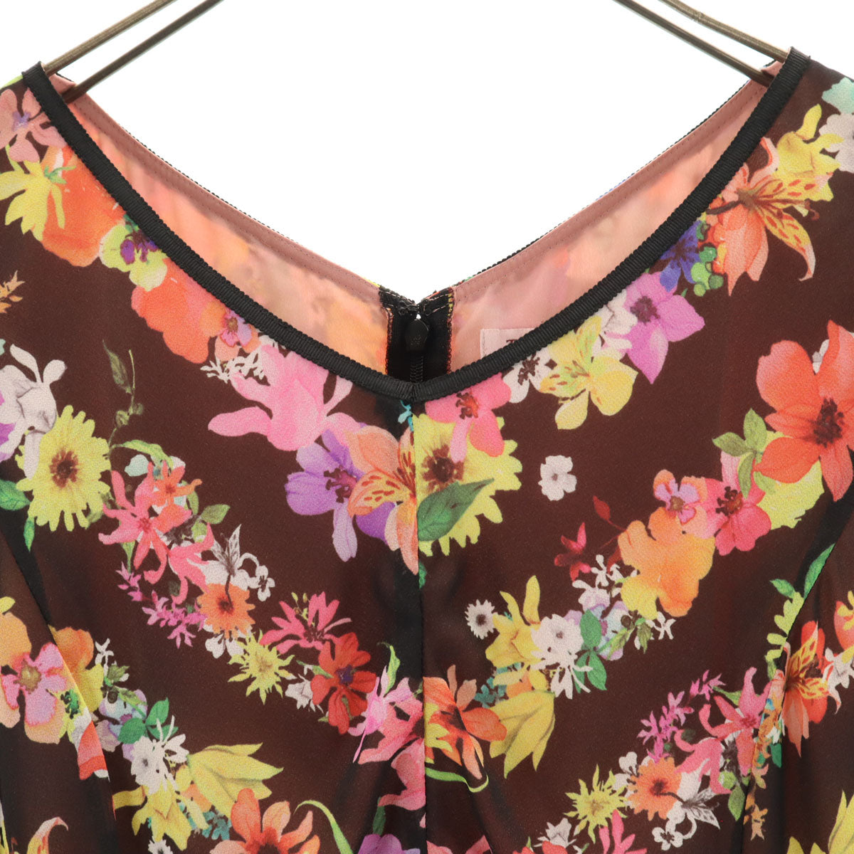 TOCCA トッカ 日本製 花柄 ノースリーブ 膝丈ワンピース 4 ブラック レディース