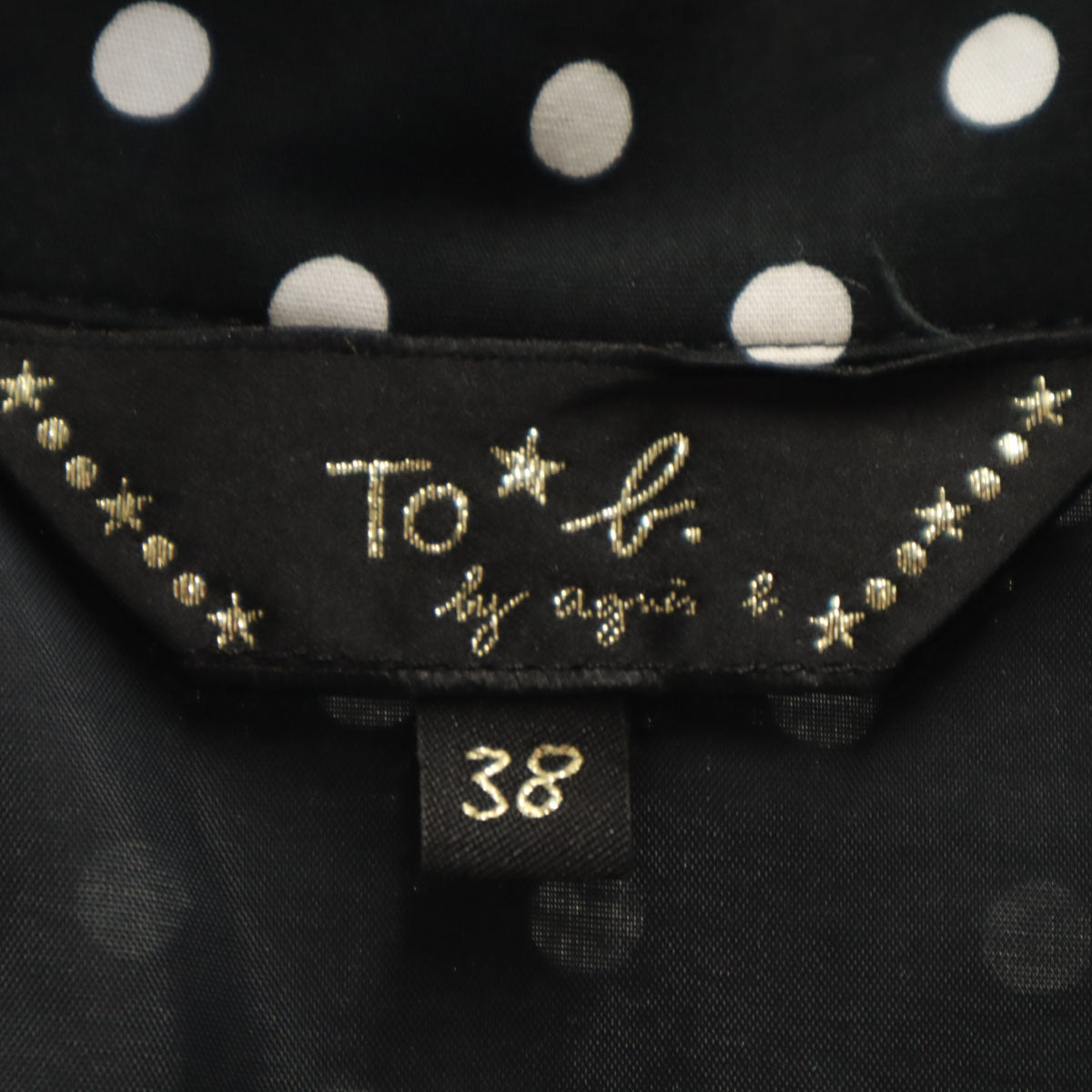 To b. by agns b トゥービーバイアニエスベー ドットプリント ノースリーブ ワンピース 38 ブラック レディース