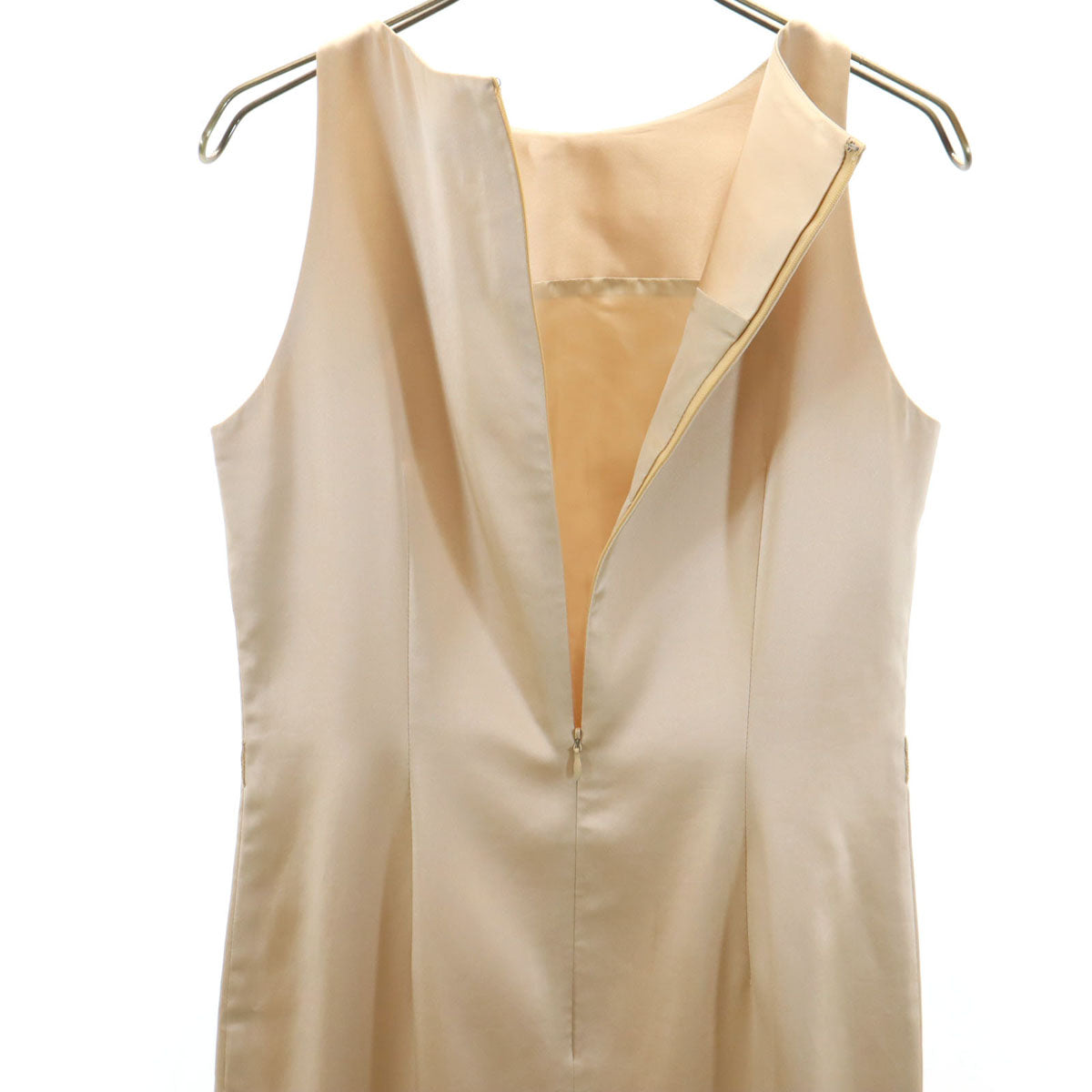 4℃ ヨンドシー 日本製 ノースリーブ ワンピース M ベージュ レディース