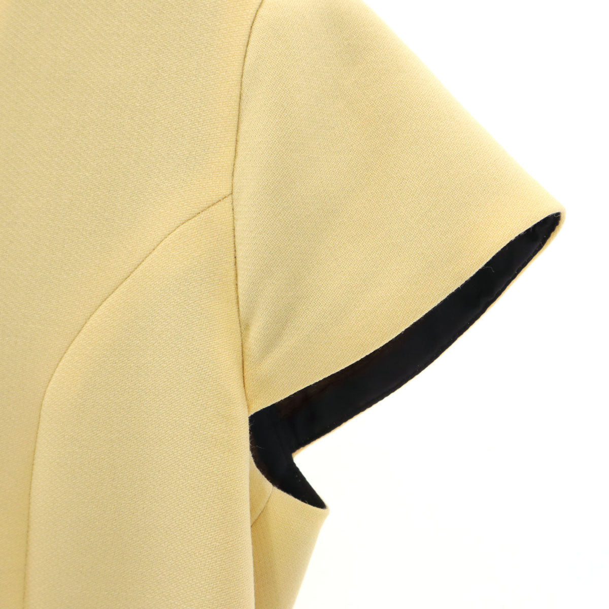 YOKO CHAN ヨーコチャン 日本製 フレンチスリーブ Vネック ミニワンピース 36 イエロー系 レディース