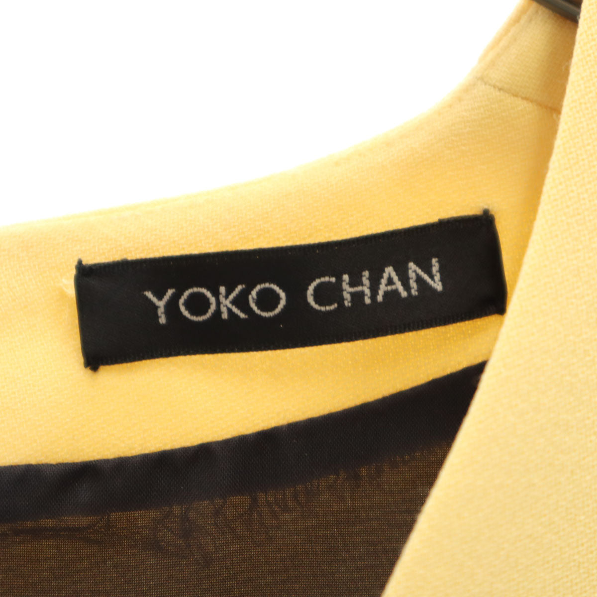 YOKO CHAN ヨーコチャン 日本製 フレンチスリーブ Vネック ミニワンピース 36 イエロー系 レディース