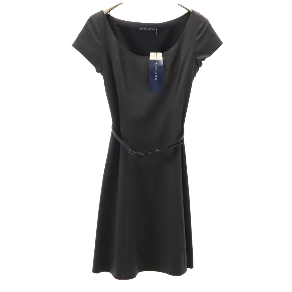RALPH LAUREN ラルフローレン 未使用 ウールブレンド フレンチスリーブ ワンピース 11 グレー タグ付き レディース