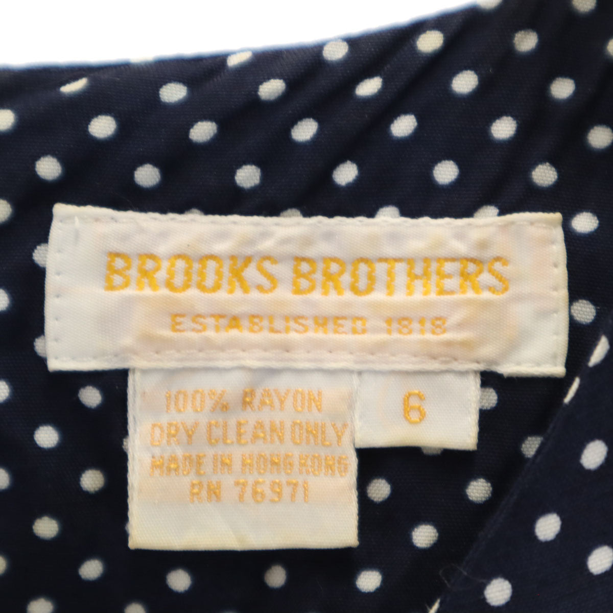 Brooks Brothers ブルックスブラザーズ 90s オールド ドット柄 ノースリーブ ワンピース 6 ネイビー 水玉 レディース
