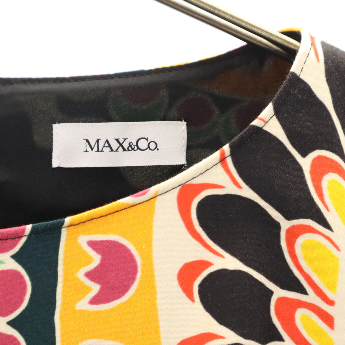 MAX&CO マックスアンドコー 総柄 フレンチスリーブ ワンピース 36 黒系 レディース