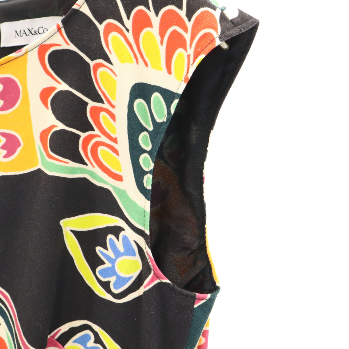 MAX&CO マックスアンドコー 総柄 フレンチスリーブ ワンピース 36 黒系 レディース