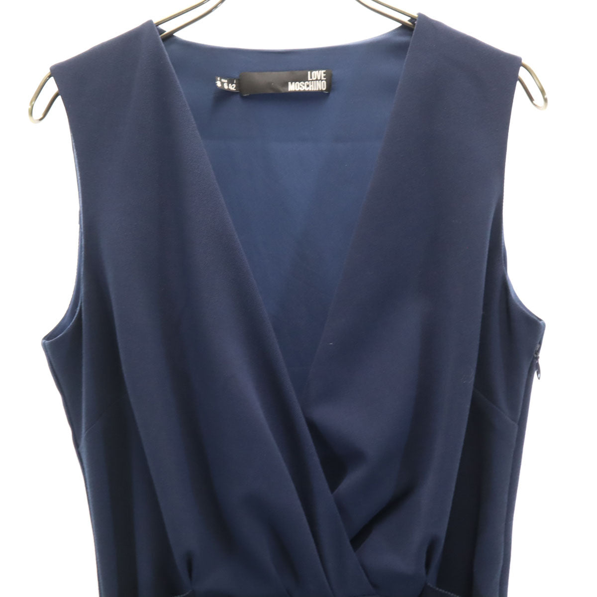LOVEMOSCHINO ラブモスキーノ イタリア製 ウールブレンド ノースリーブ ワンピース 6 ネイビー レディース
