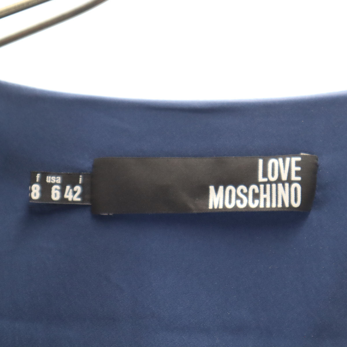 LOVEMOSCHINO ラブモスキーノ イタリア製 ウールブレンド ノースリーブ ワンピース 6 ネイビー レディース
