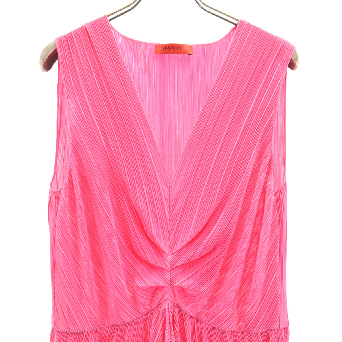 MAX&CO マックスアンドコー ノースリーブ プリーツ ロングワンピース L ピンク レディース