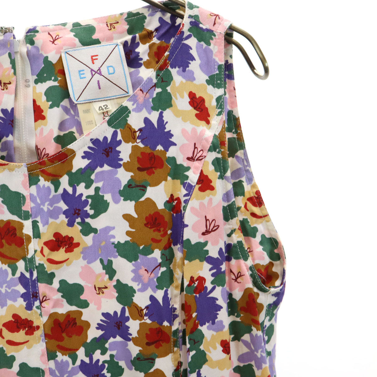 FENDI フェンディ イタリア製 ノースリーブ アンサンブル ワンピース 42 パープル系 レディース