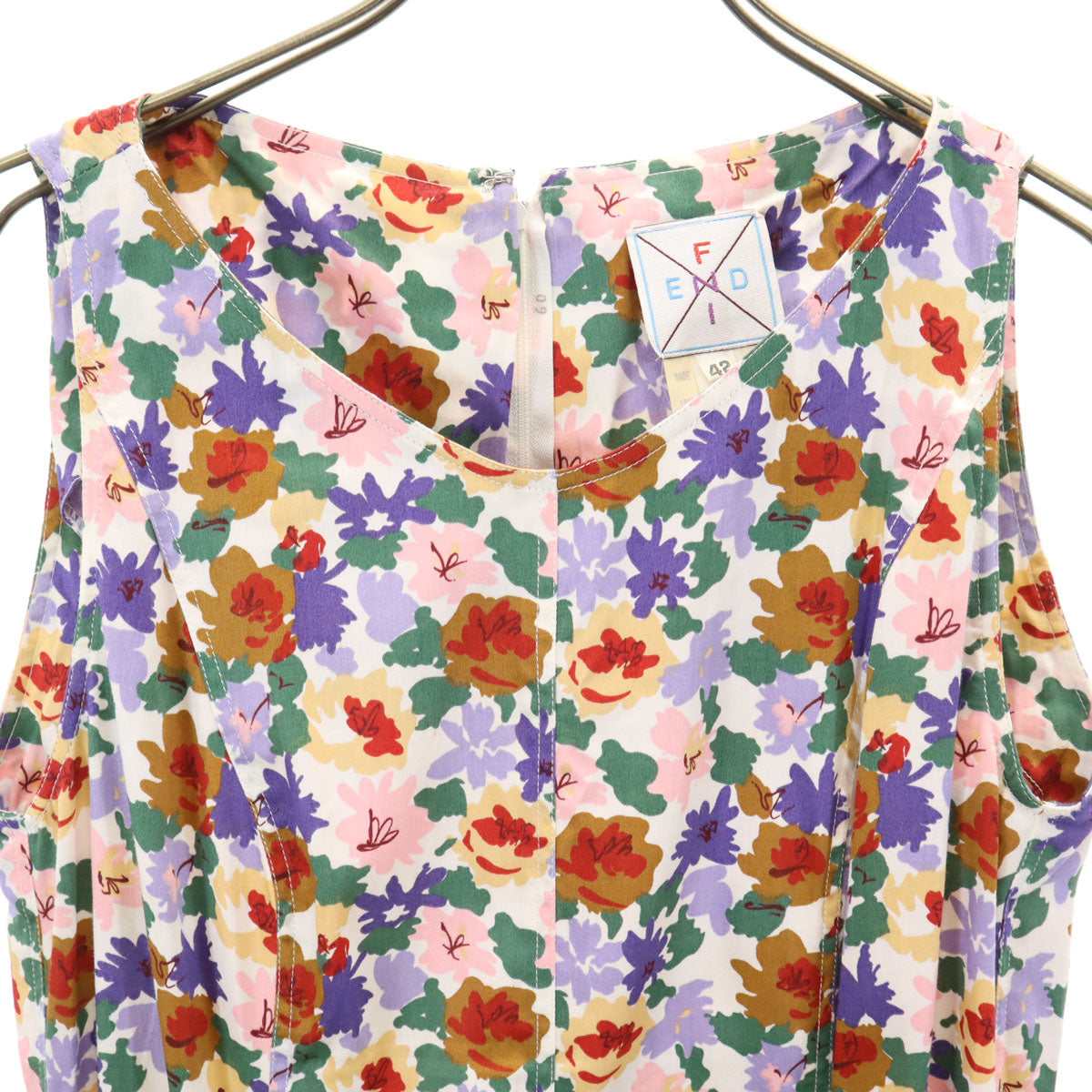 FENDI フェンディ イタリア製 ノースリーブ アンサンブル ワンピース 42 パープル系 レディース