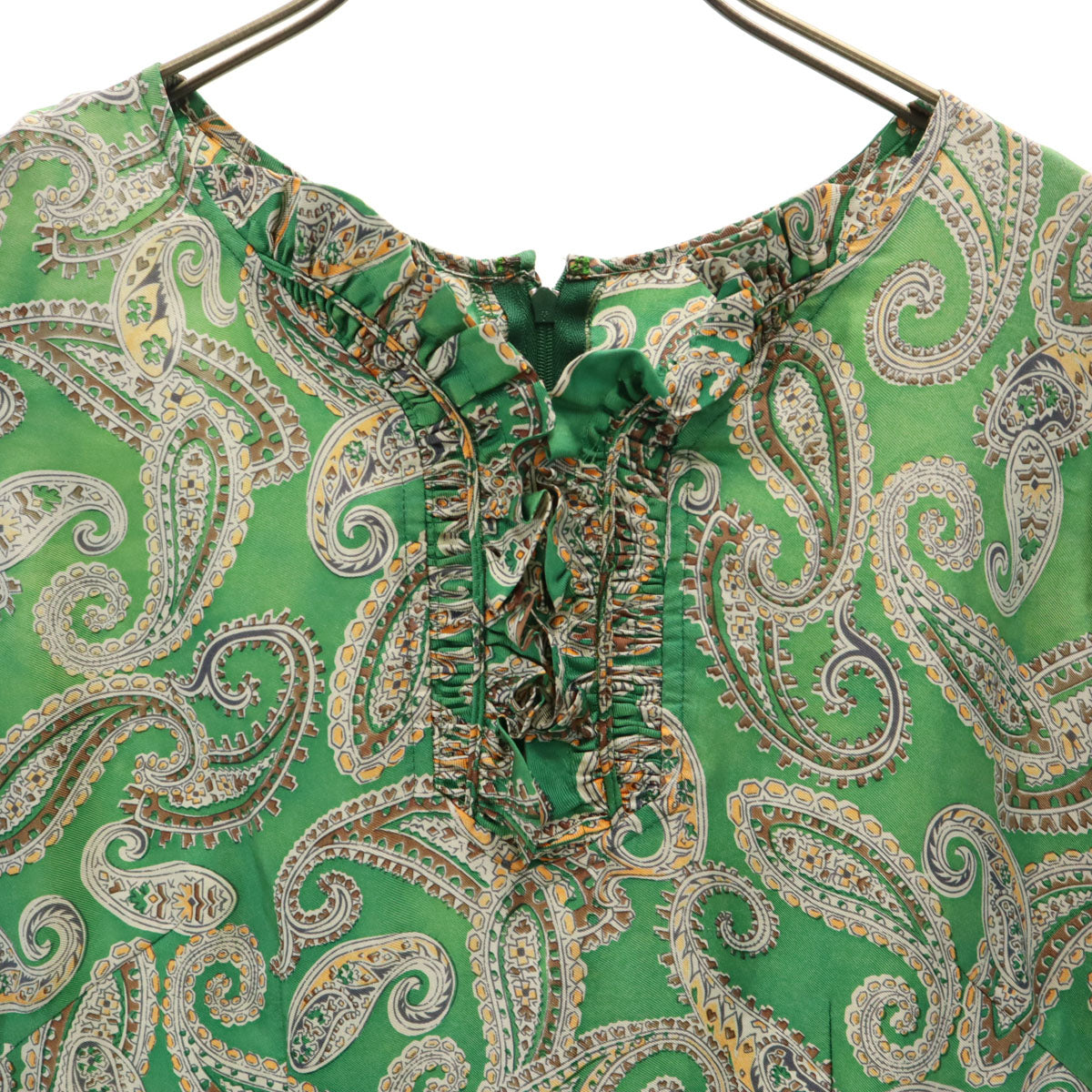 JUNYA WATANABE COMME des GARCONS ジュンヤワタナベ コムデギャルソン 2004年 シルク 半袖 ワンピース M グリーン系 レディース