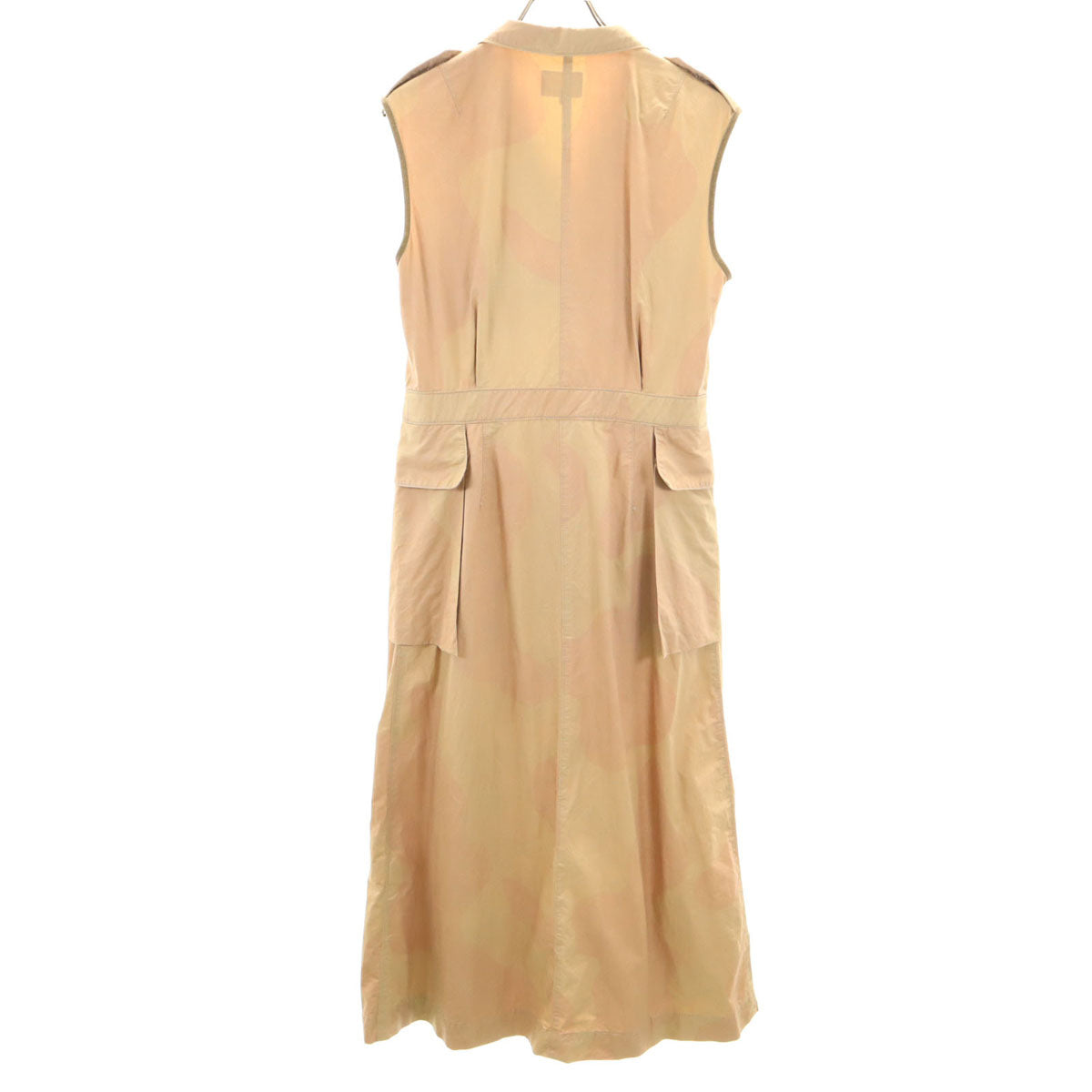 Nigel Cabourn ナイジェルケーボン 日本製 総柄 ノースリーブ オープンカラー ワンピース 8 ベージュ系 レディース