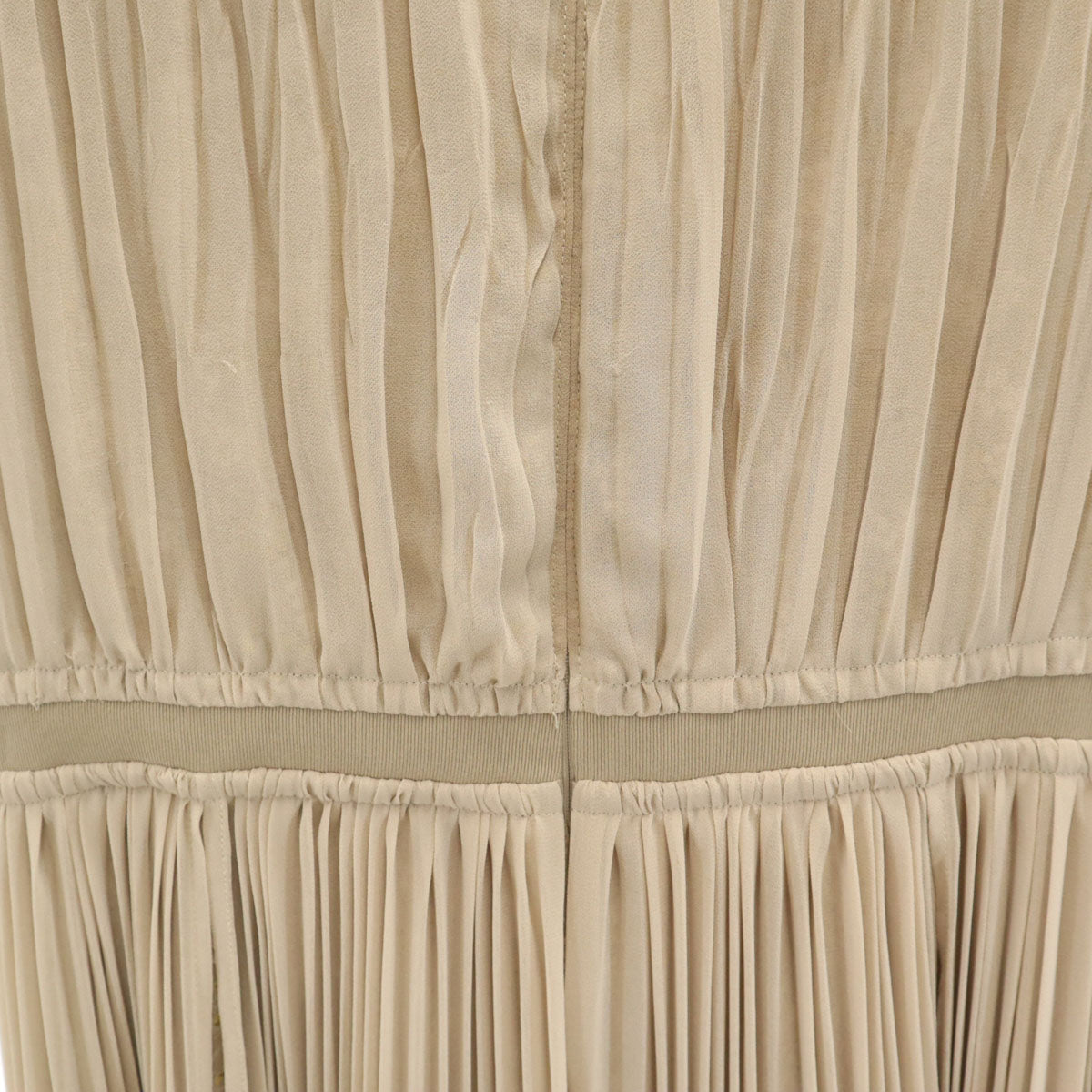 CLANE クラネ 花柄切替 半袖 プリーツ ロングワンピース 1 ベージュ レディース