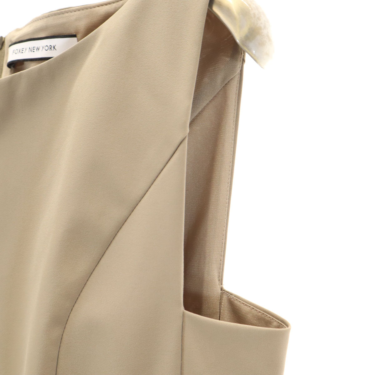 FOXEY NEW YORK フォクシーニューヨーク 日本製 ノースリーブ ミニワンピース 38 アッシュブラウン レディース