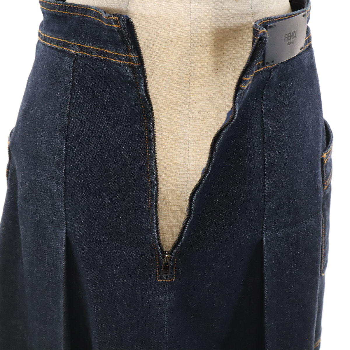 FENDI フェンディ イタリア製 半袖 デニム ミニワンピース 40 インディゴ レディース
