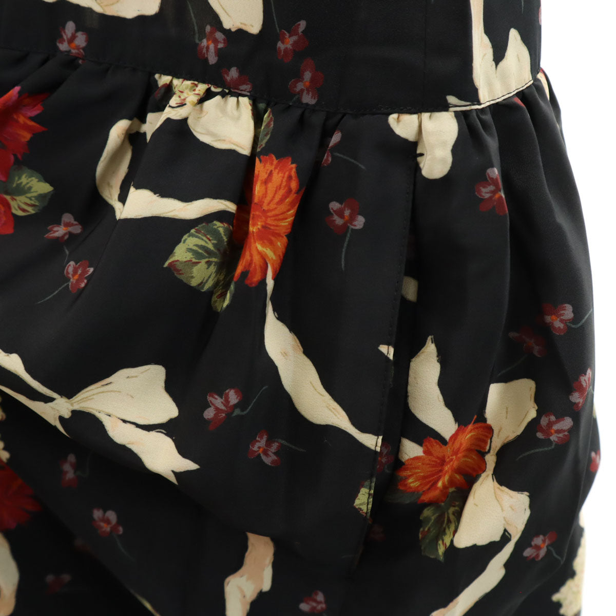 PINK HOUSE ピンクハウス 花柄 ノースリーブ ロングワンピース ブラック系 レディース