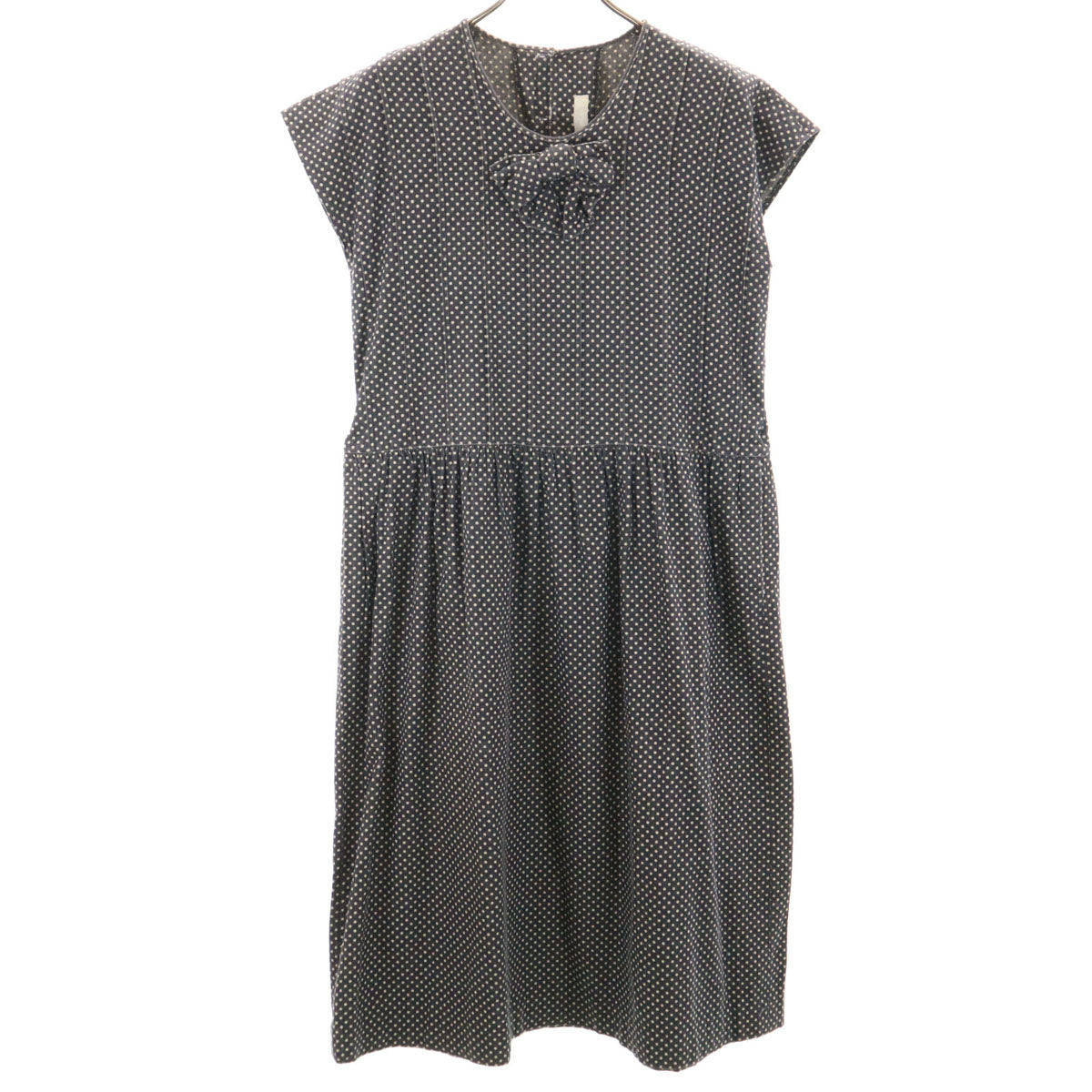 PINK HOUSE ピンクハウス ドット柄 フレンチスリーブ ワンピース グレー系 水玉 レディース