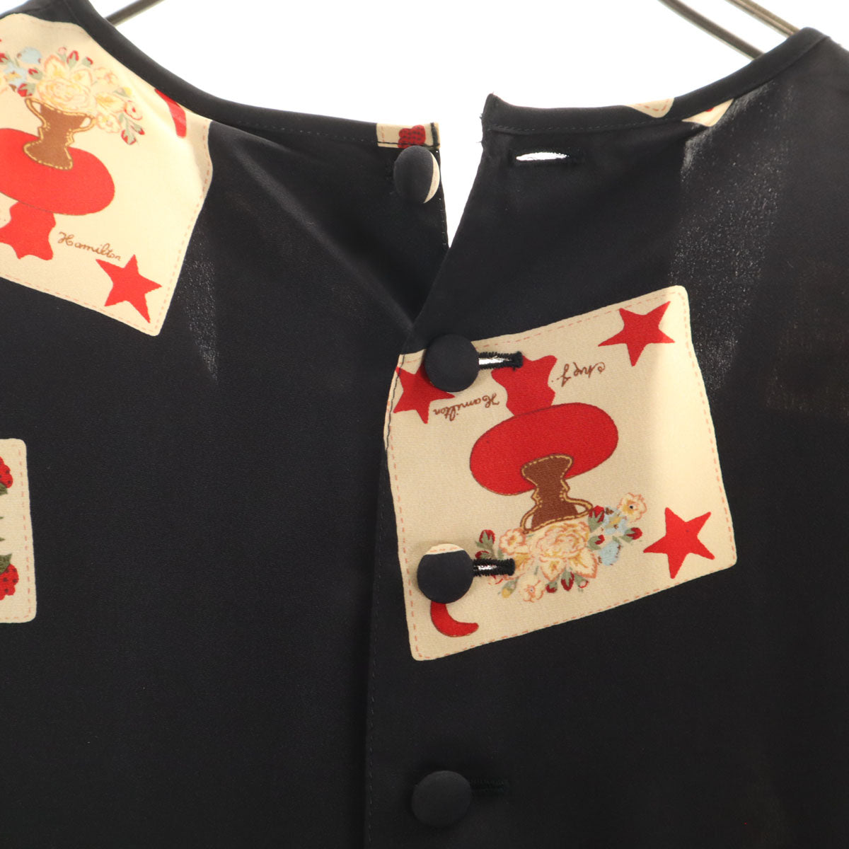 PINK HOUSE ピンクハウス 花柄 フレンチスリーブ ワンピース ブラック レディース