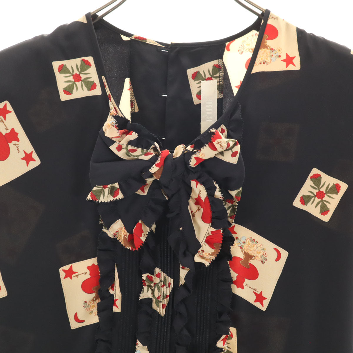 PINK HOUSE ピンクハウス 花柄 フレンチスリーブ ワンピース ブラック レディース