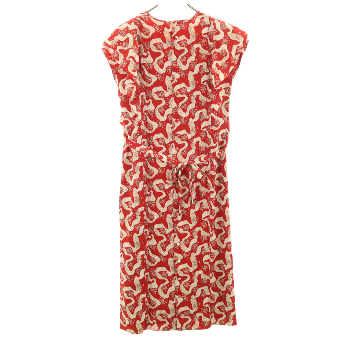 PINK HOUSE ピンクハウス 花柄 フレンチスリーブ ワンピース レッド レディース