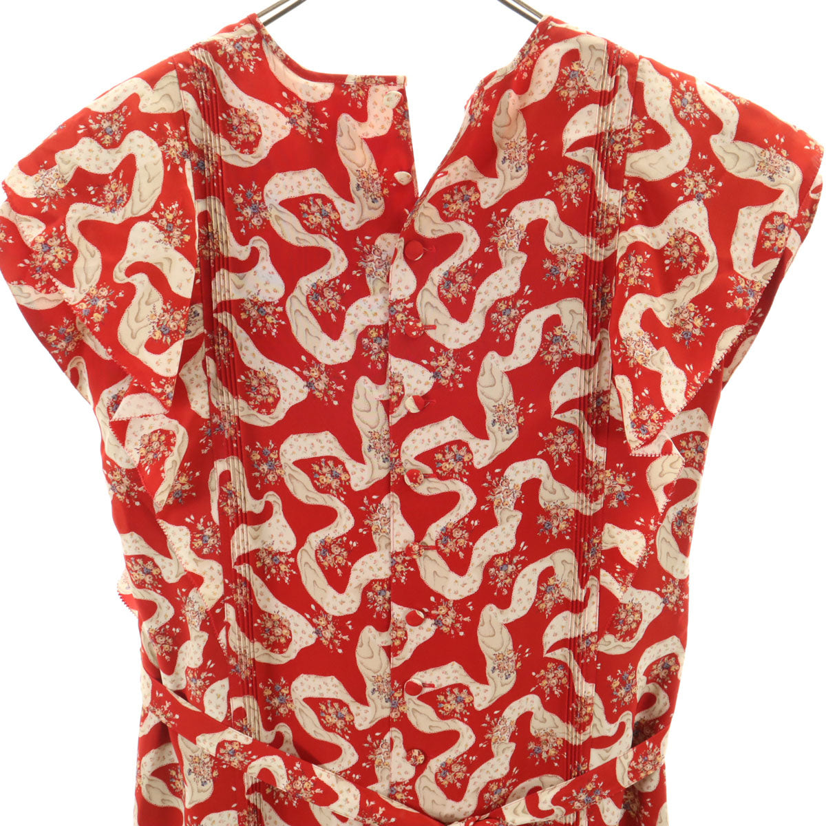 PINK HOUSE ピンクハウス 花柄 フレンチスリーブ ワンピース レッド レディース