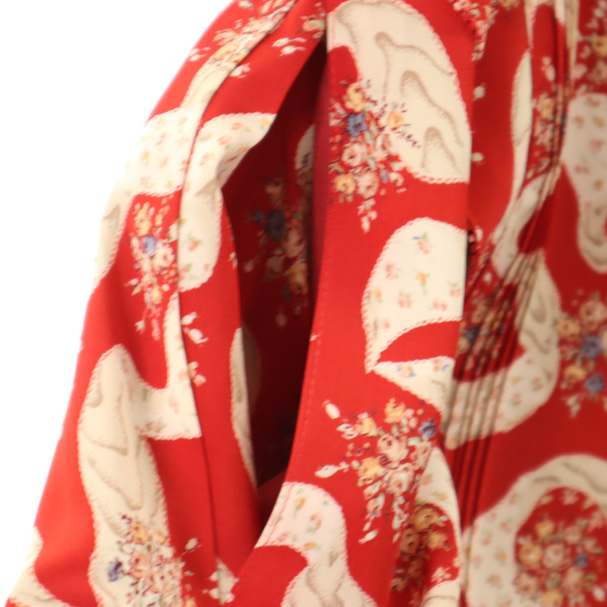 PINK HOUSE ピンクハウス 花柄 フレンチスリーブ ワンピース レッド レディース