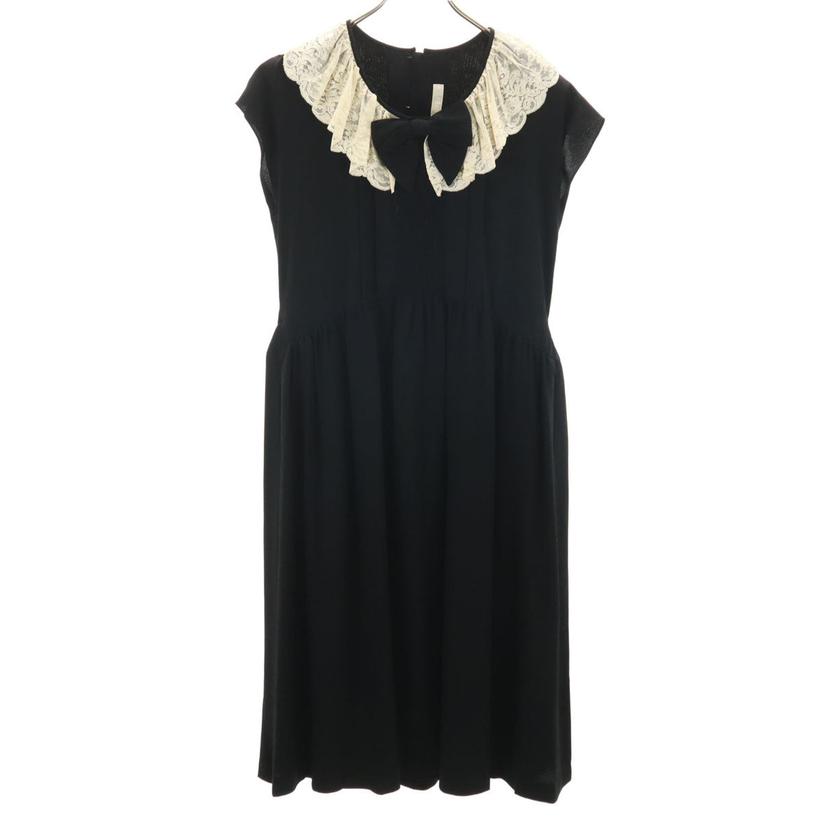 PINK HOUSE ピンクハウス フレンチスリーブ レース襟 ワンピース ブラック レディース