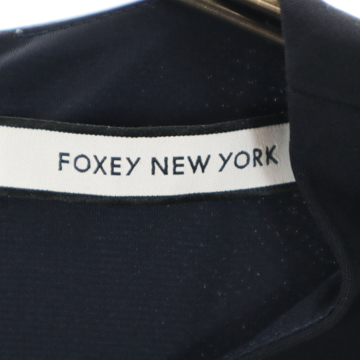 FOXEY NEW YORK フォクシーニューヨーク ノースリーブ 膝丈ワンピース 40 ネイビー レディース