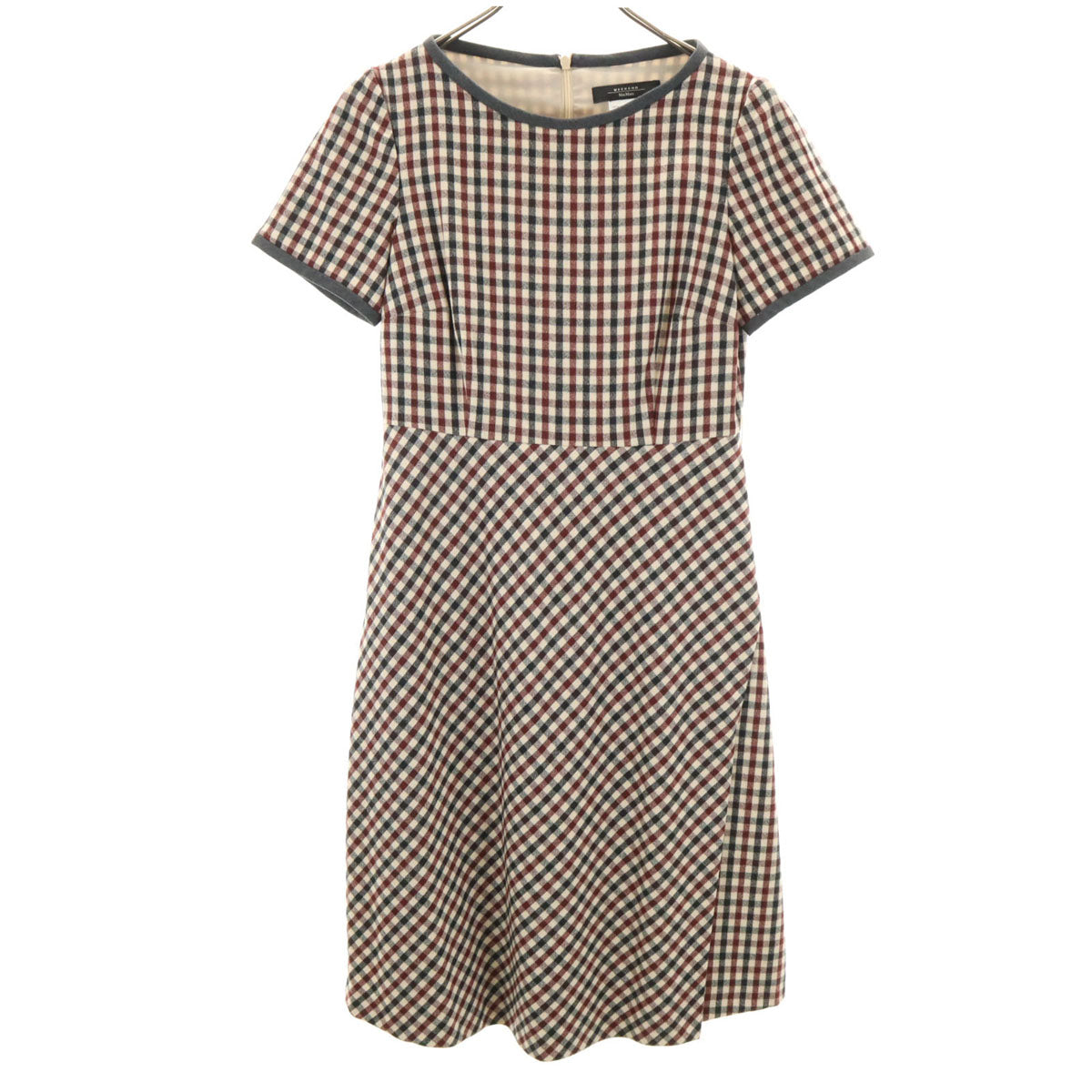 MAX MARA Weekend マックスマーラウィークエンド ウールブレンド チェック柄 半袖 ワンピース 38 グレー系 レディース