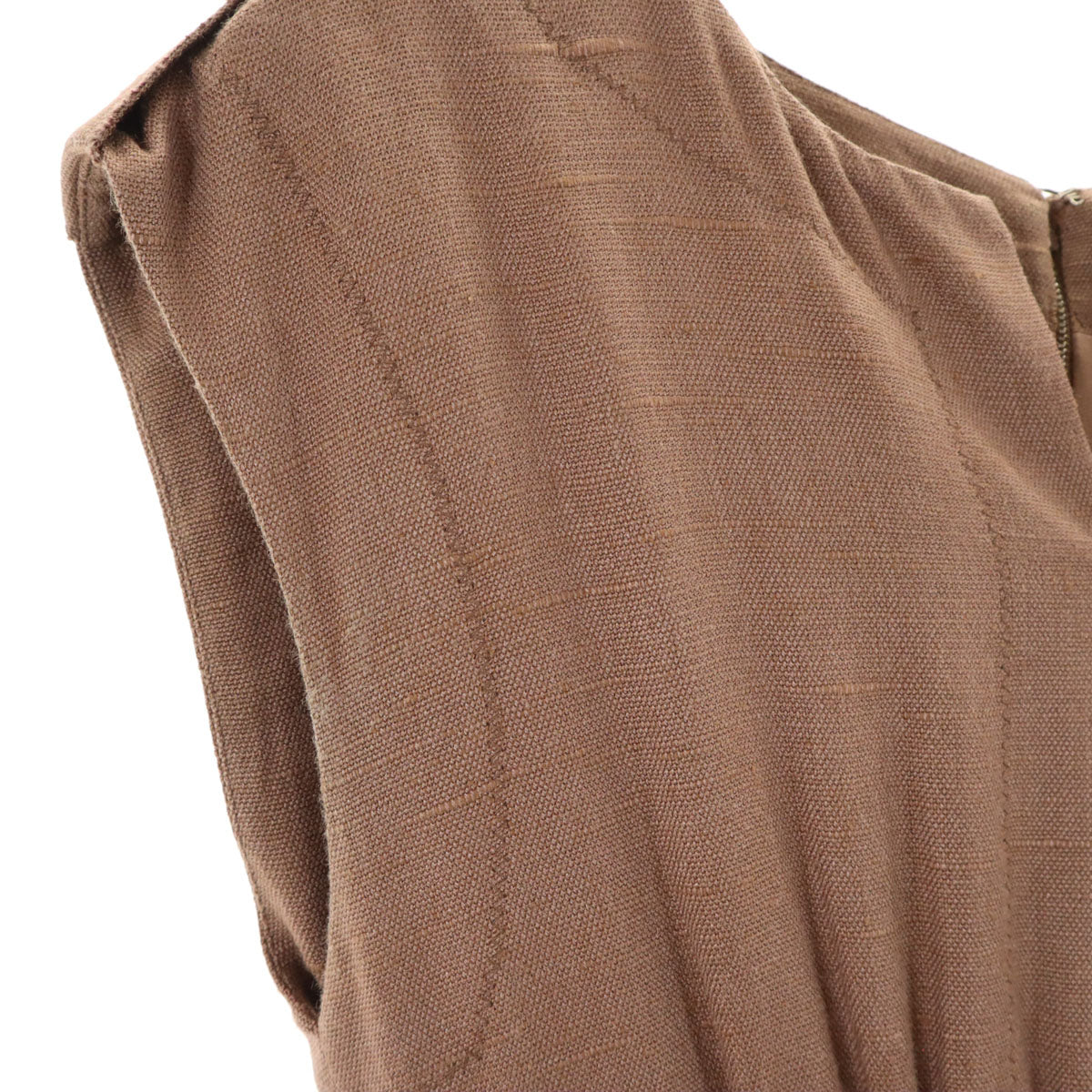 DOLCE&GABBANA ドルチェアンドガッバーナ イタリア製 シルク フレンチスリーブ リネンライク ワンピース 40 ブラウン系 レディース