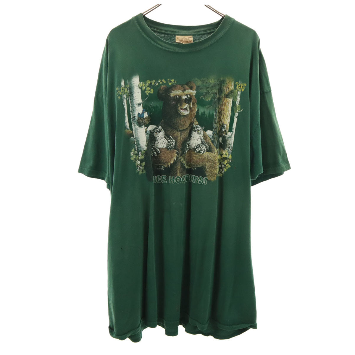 THE MOUNTAIN ザ マウンテン NICE HOOTERS プリント 半袖 Tシャツ XXXL グリーン アニマル ビッグサイズ メンズ