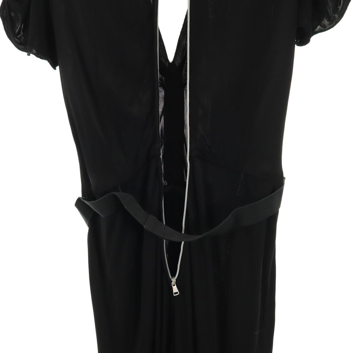 DOLCE&GABBANA ドルチェアンドガッバーナ イタリア製 半袖 Vネック ワンピース 42 ブラック レディース