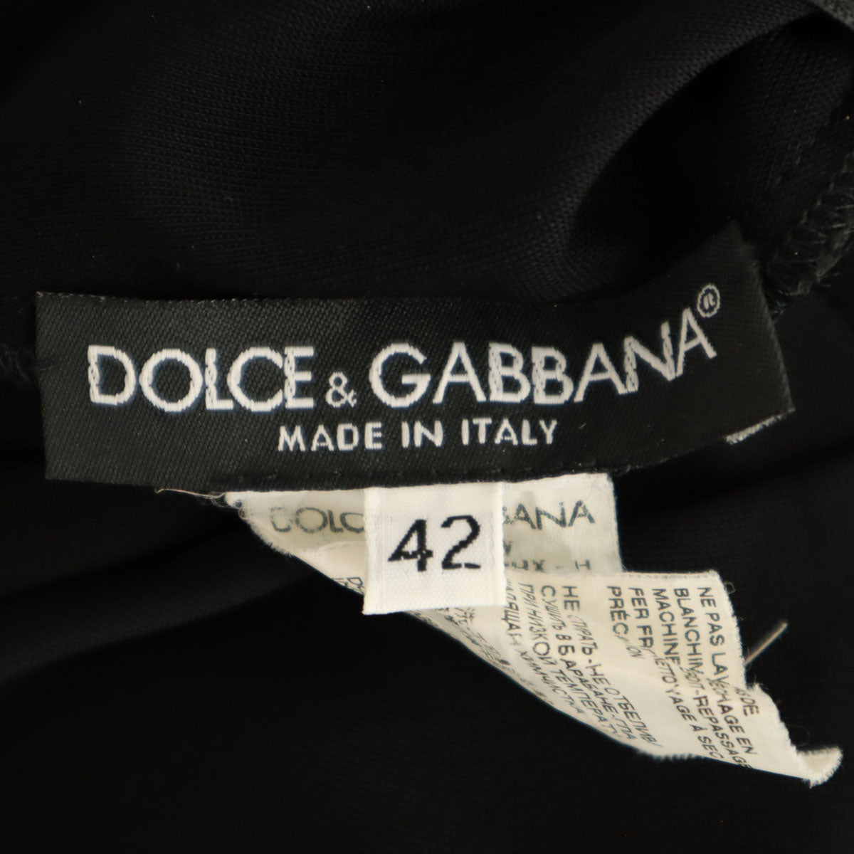 DOLCE&GABBANA ドルチェアンドガッバーナ イタリア製 半袖 Vネック ワンピース 42 ブラック レディース