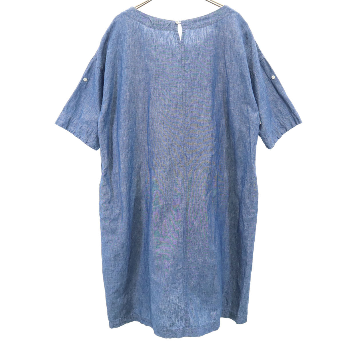 tsumugi ツムギ 半袖 ダンガリー ワンピース F ブルー系 レディース