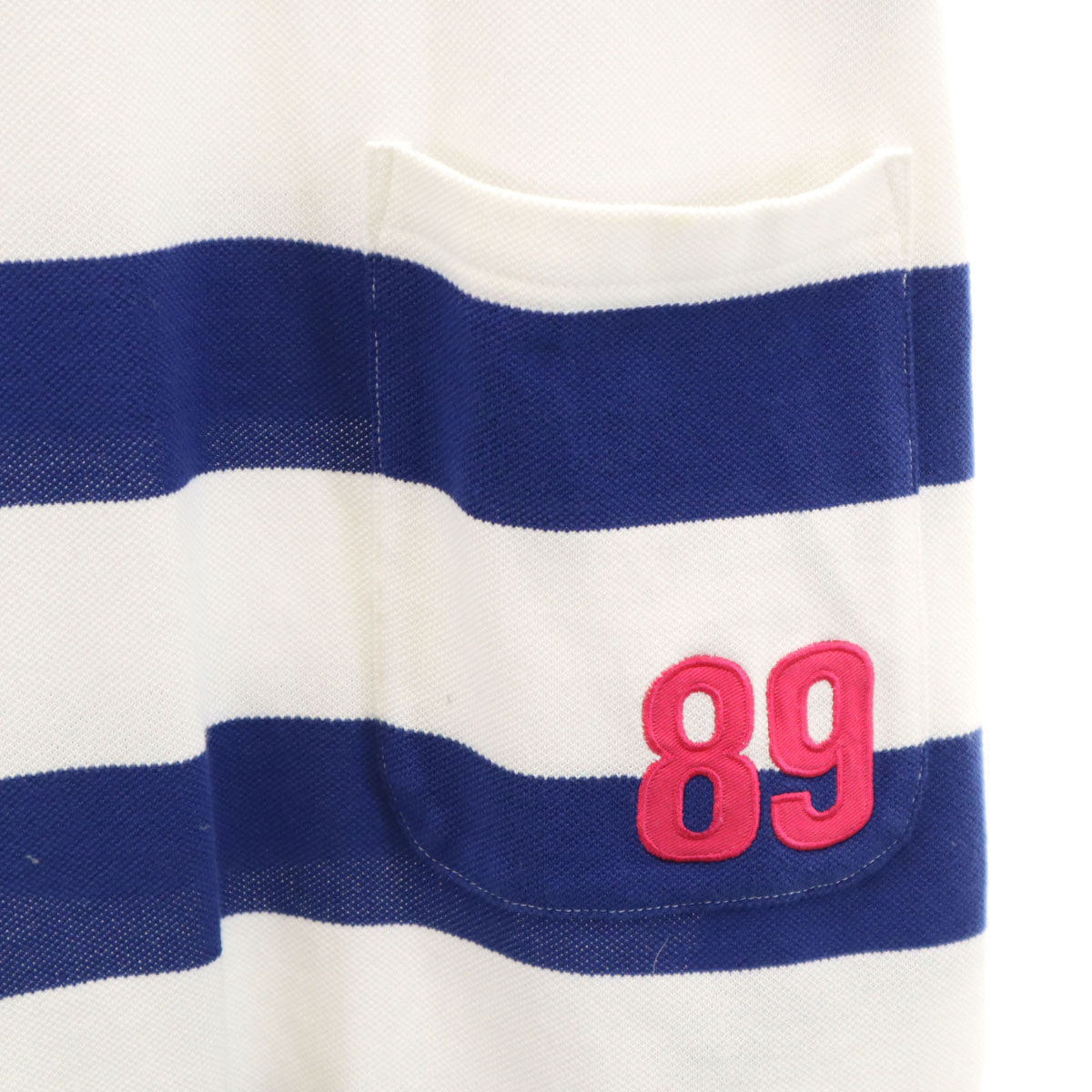 PEARLY GATES パーリーゲイツ 日本製 ボーダー柄 ゴルフ ノースリーブ ポロ ワンピース 0 0 ホワイト 鹿の子 レディース