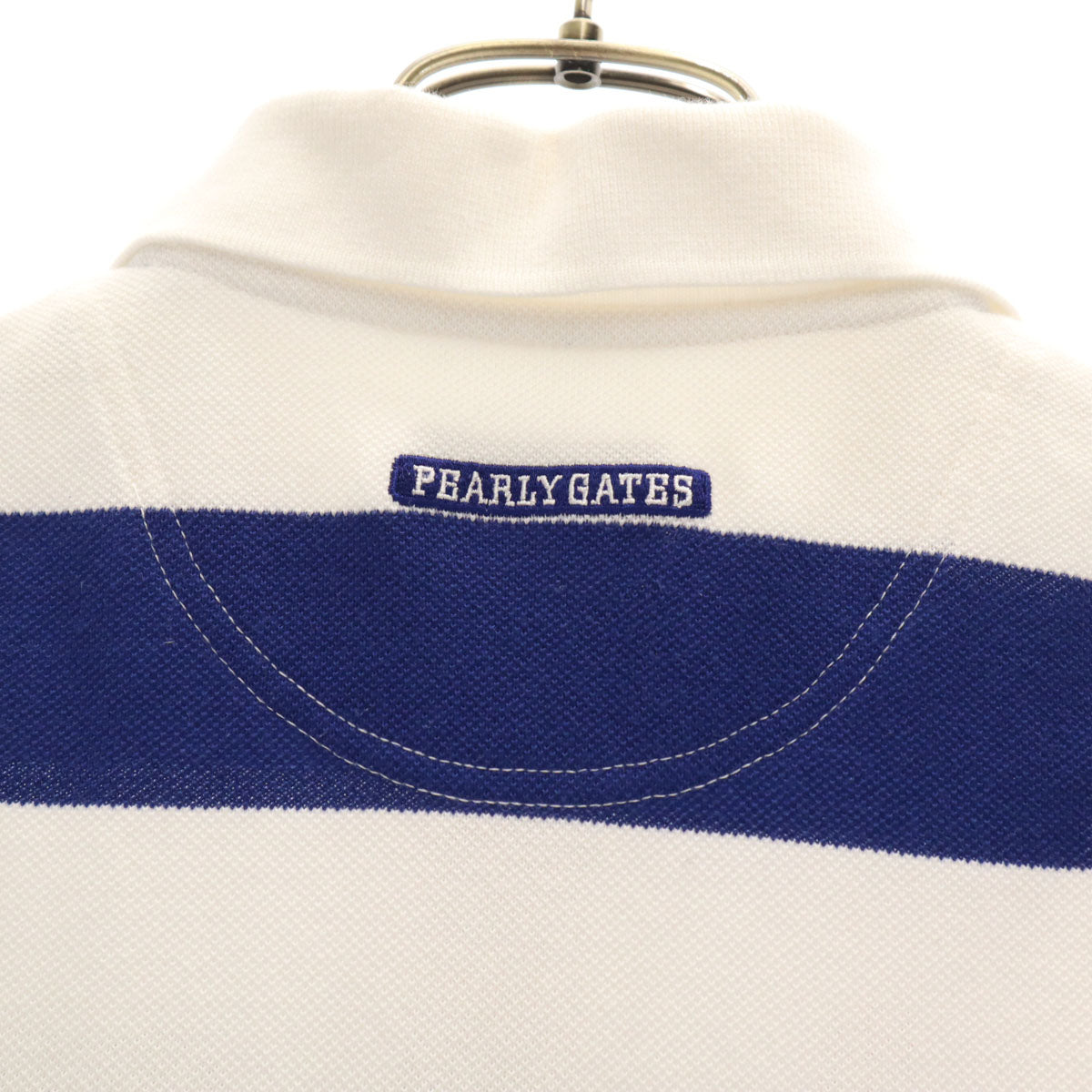 PEARLY GATES パーリーゲイツ 日本製 ボーダー柄 ゴルフ ノースリーブ ポロ ワンピース 0 0 ホワイト 鹿の子 レディース