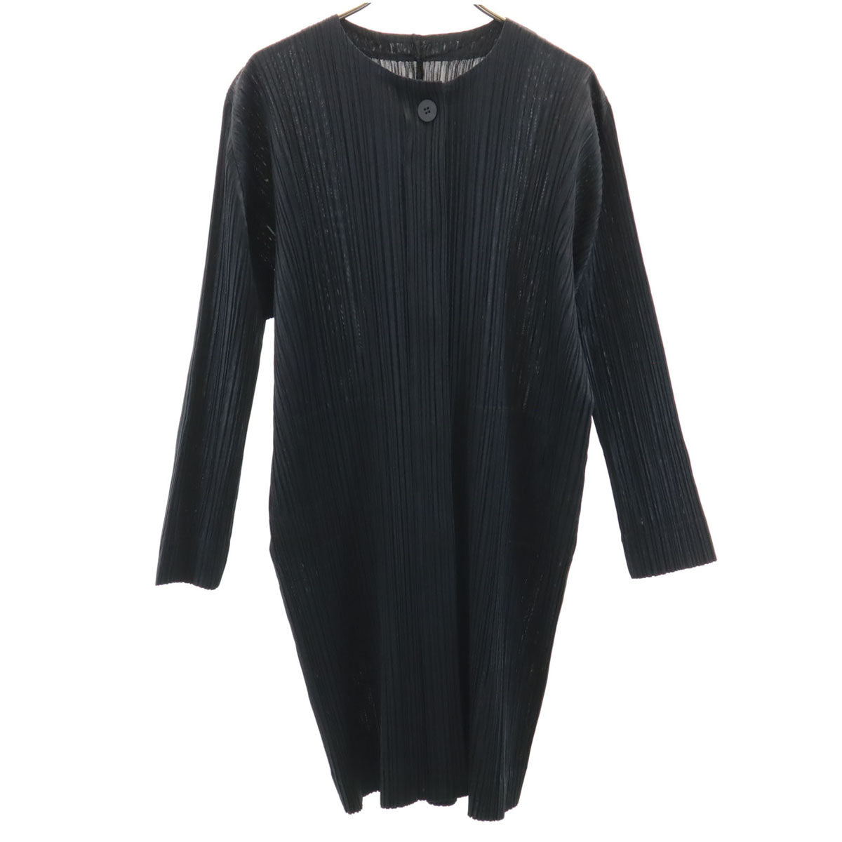PLEATS PLEASE プリーツプリーズ 日本製 長袖 プリーツ ロング カーディガン 2 ブラック イッセイミヤケ レディース