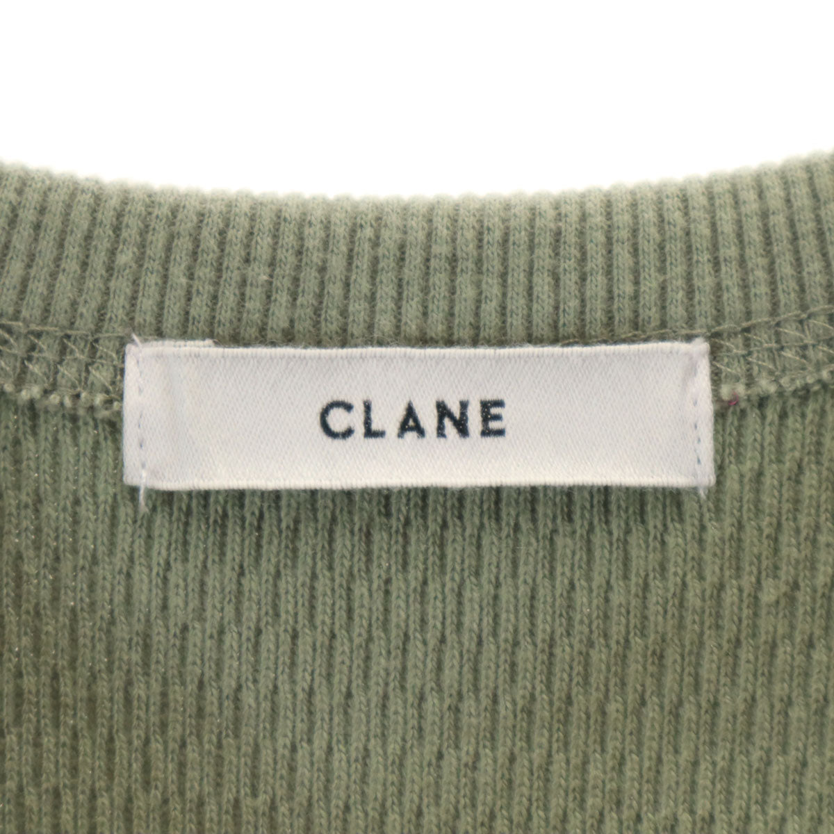CLANE クラネ 半袖 スラントカット サーマル カットソー 1 オリーブ系 トップス レディース
