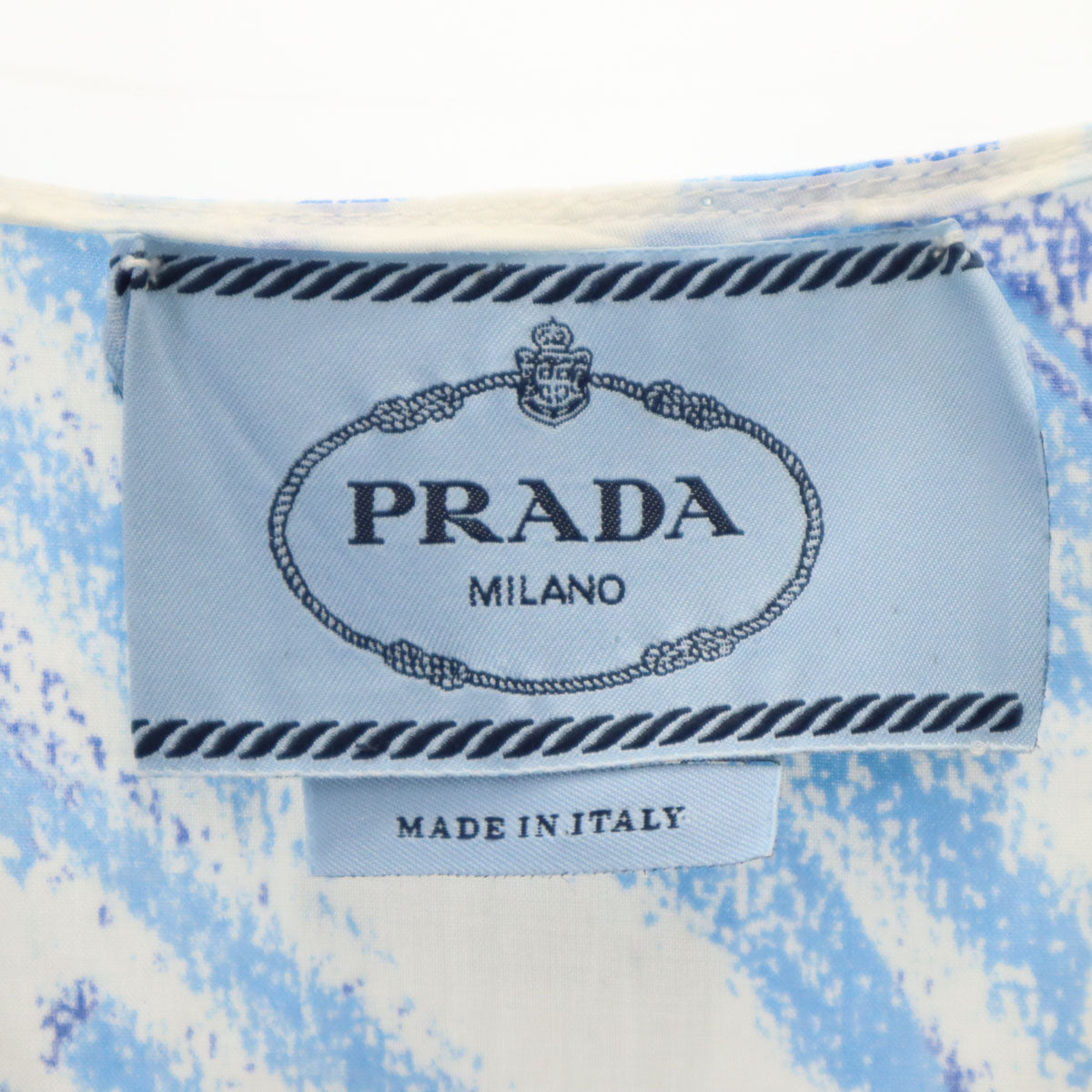 PRADA プラダ イタリア製 総柄 ノースリーブ ワンピース 38 ホワイト レディース