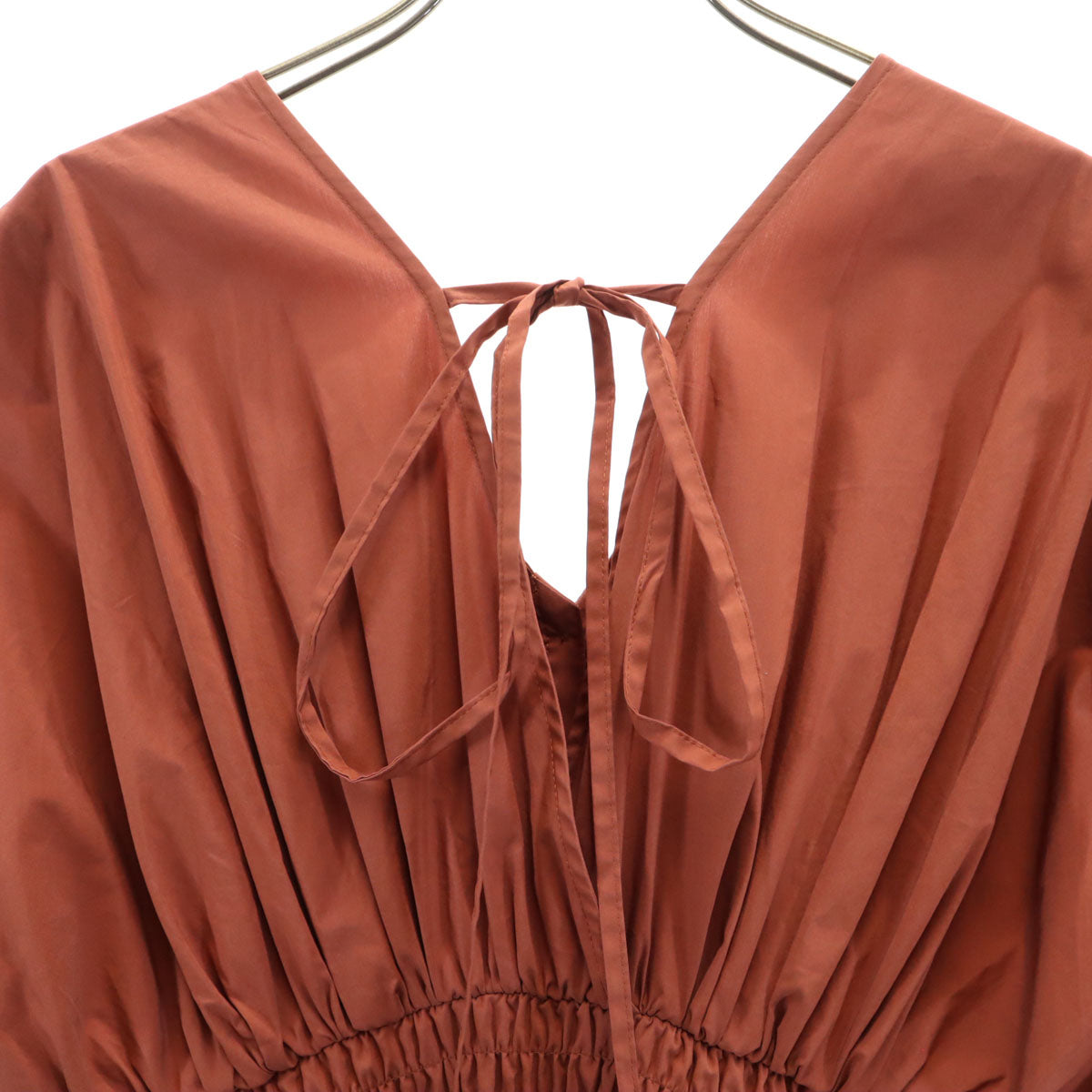 未使用 emmi エミ 半袖 Vネック ロングワンピース 1 ブラウン系 レディース