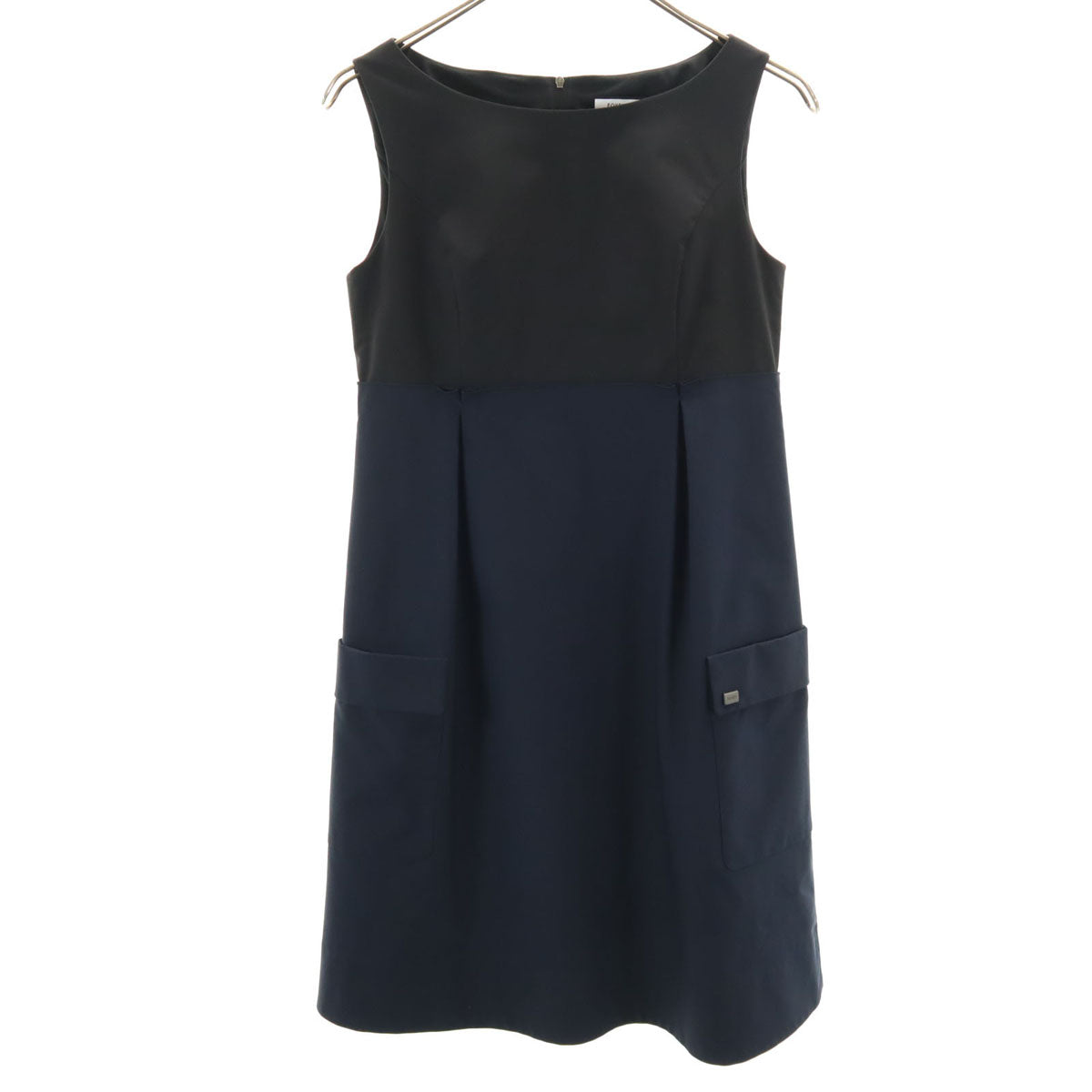 FOXEY NEW YORK フォクシーニューヨーク 日本製 ノースリーブ ワンピース 38 ネイビー レディース
