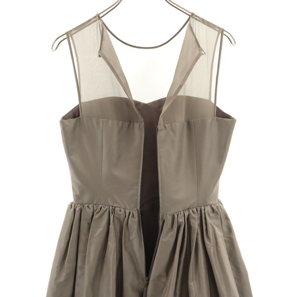 DAISY LIN For FOXEY デイジーリンフォーフォクシー 日本製 シルク ノースリーブ ギャザー ワンピース 40 グレーブラウン系 レディース